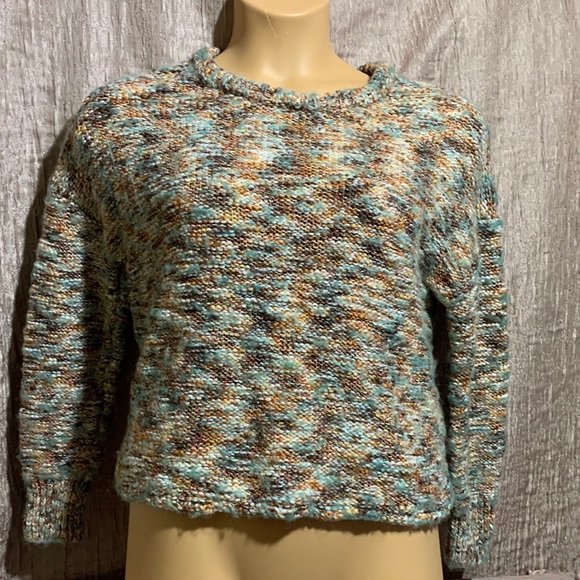 Universal Thread Sweaters - Universal Thread Short Chunky Sweater Cream Brown Green M Pullover